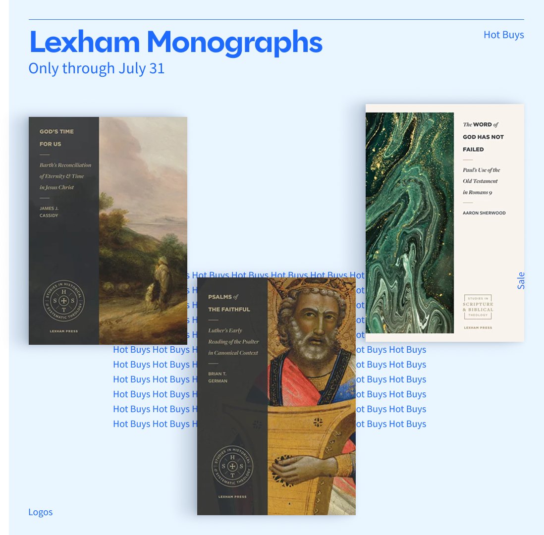 This week’s flash sale can save you 65% on these Lexham monographs showcasing renowned voices in church history and theology, now through July 31.

logos.com/monthly-sale?u…