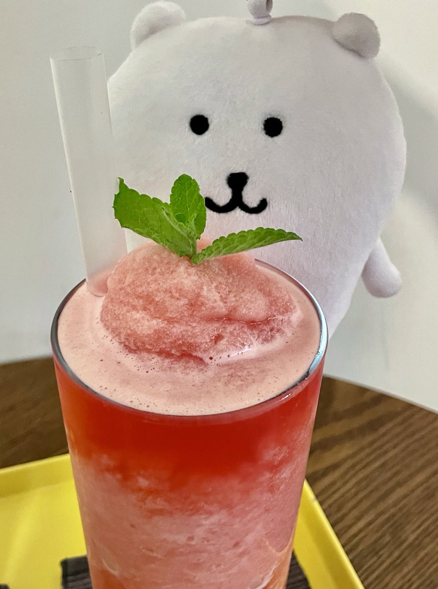 kuma_is_gom's tweet image. 수박주스 한모금 하시곰🍉