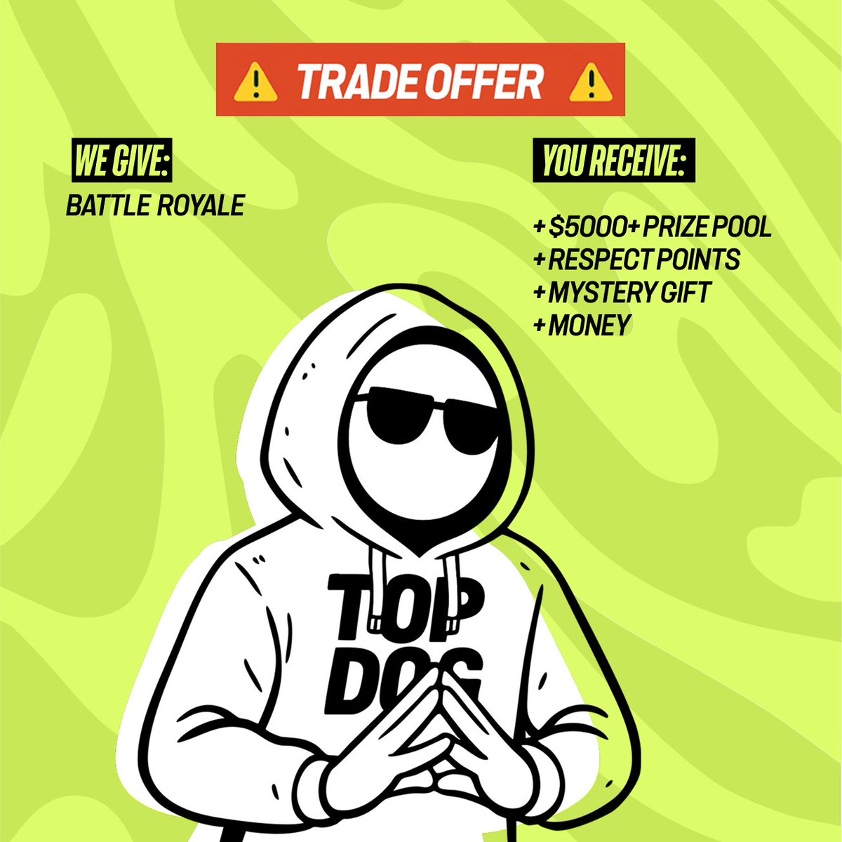 TopDog has a Trade Offer for you, Dawgs. You in?

If you do👇
.
.
.
.
.
.
.
.
.
.
.
.
.
.
.
.

You're invited to Battle Royale on TopDog
💵  Current prize pool: 5,000 $USDC

Join the arena: topdog.gg/battle-royals/…

Use my CODE: UMF9B