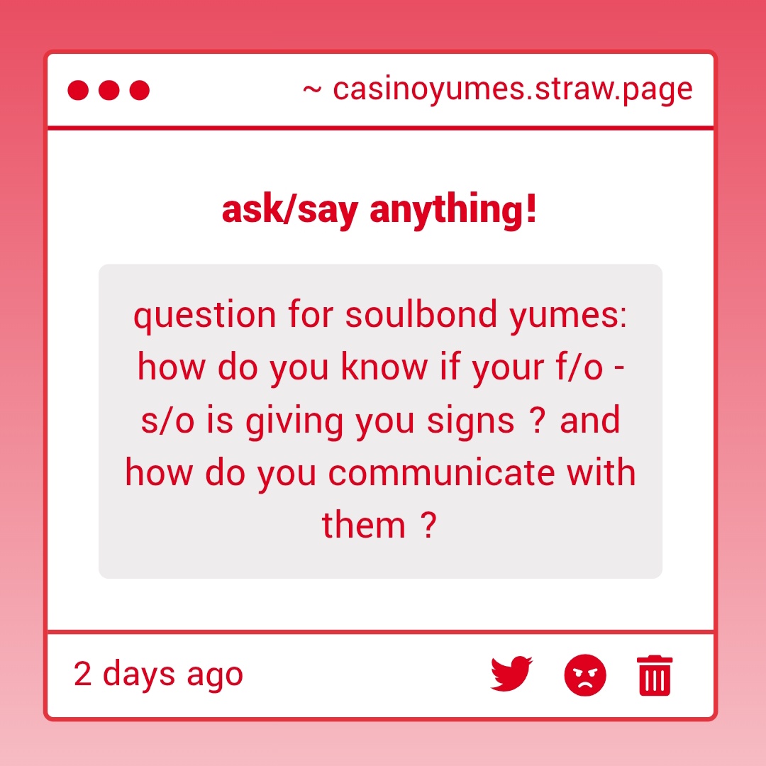 casinoyumes's tweet image. โโ strawpage gimmicks !
@ soulbonds, how do you communicate with your f/o(s) ? โ ๐ฒ