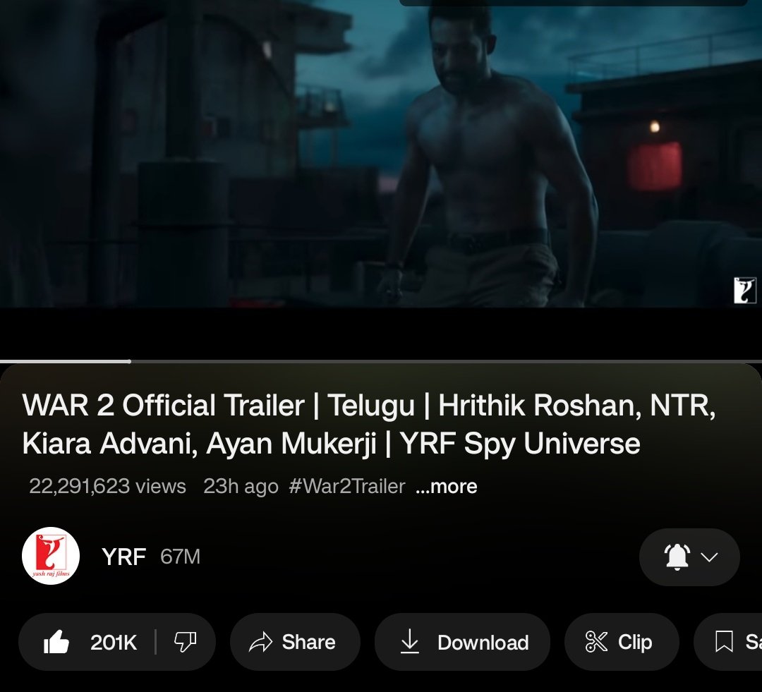Tirupati_NTRFC's tweet image. 22.2M+ Updated Views - Telugu ๐ฅ
24M+ Updated Views - Hindi ๐ฅ
#War2Trailer #War2 #ManOfMassesNTR