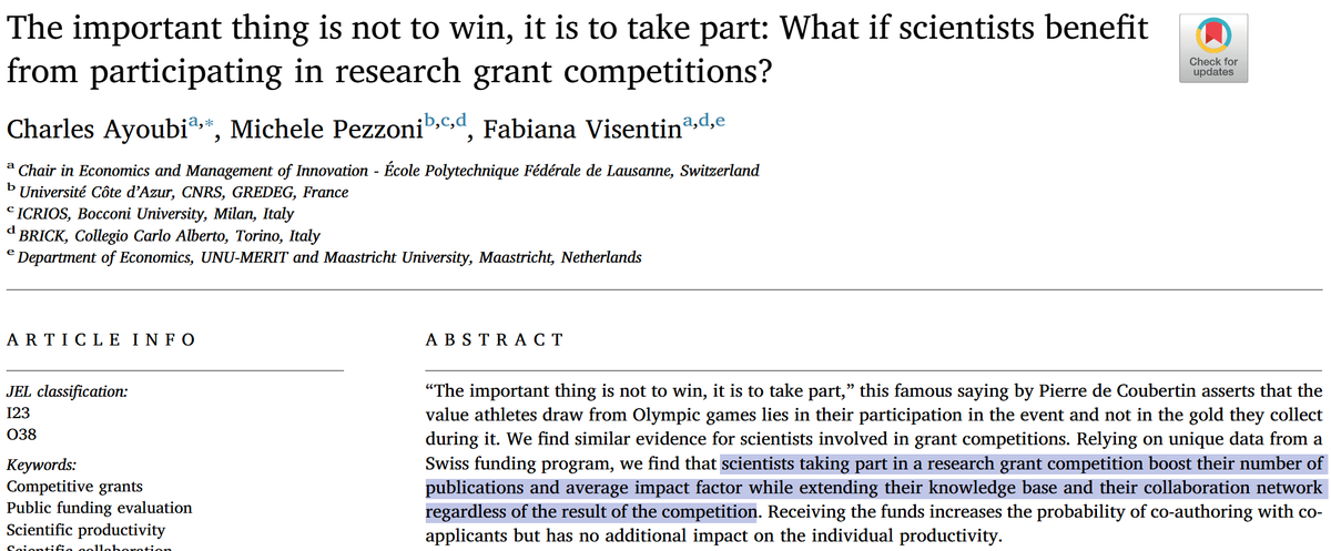 People often view grant competitions as a total waste of time when they don't win. But there's some evidence that simply applying has benefits