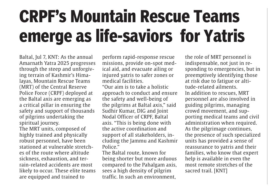 Snr North Range (@digsnrnorth) on Twitter photo #Amarnathyatra2025 ; Be it guidance, first aid, or support for the women, elderly & specially-abled #CRPF is committed to your well-being @Baltal #MayIHelpYou #MRTCRPF #yatraAssistance <a href="/crpf_srinagar/">Srinagar Sector CRPF 🇮🇳</a> <a href="/crpfindia/">🇮🇳CRPF🇮🇳</a> <a href="/ShriSasb/">Shri AMARNATHJI SHRINE BOARD SASB.</a> <a href="/OfficeOfLGJandK/">Office of LG J&K</a> <a href="/PIBHomeAffairs/">PIB - Ministry of Home Affairs</a> <a href="/PTI_News/">Press Trust of India</a> <a href="/AmarUjalaNews/">Amar Ujala</a> #Amarnathyatra2025 ; Be it guidance, first aid, or support for the women, elderly & specially-abled #CRPF is committed to your well-being @Baltal #MayIHelpYou #MRTCRPF #yatraAssistance <a href="/crpf_srinagar/">Srinagar Sector CRPF 🇮🇳</a> <a href="/crpfindia/">🇮🇳CRPF🇮🇳</a> <a href="/ShriSasb/">Shri AMARNATHJI SHRINE BOARD SASB.</a> <a href="/OfficeOfLGJandK/">Office of LG J&K</a> <a href="/PIBHomeAffairs/">PIB - Ministry of Home Affairs</a> <a href="/PTI_News/">Press Trust of India</a> <a href="/AmarUjalaNews/">Amar Ujala</a>