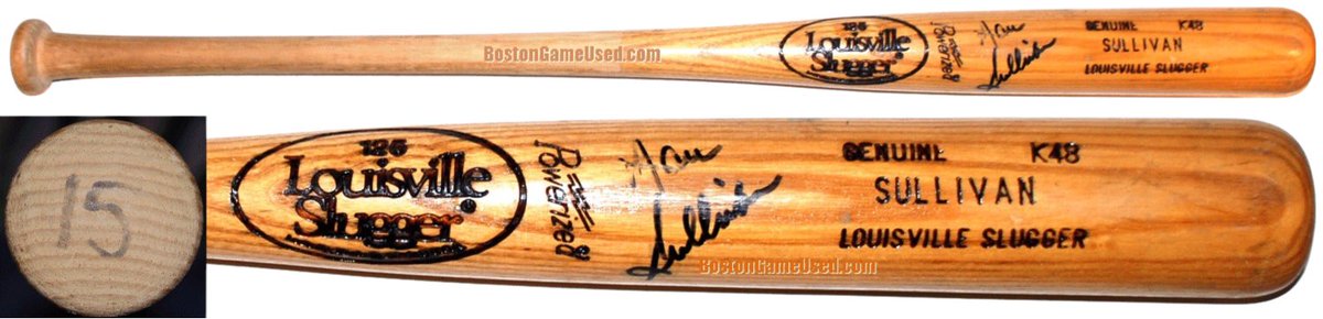soxbats's tweet image. Happy birthday to Marc Sullivan, a catcher with the @redsox from 1982 to 1987, here is a game used bat of his from our collection. Trying to get a bat from every position player from 1960 to the present. For more on the collection please visit bostongameused.com