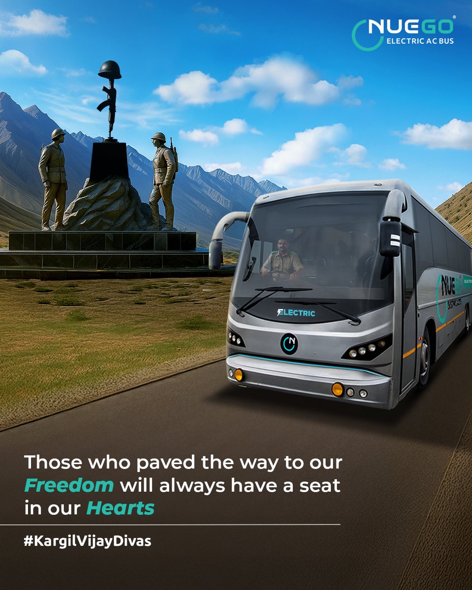 Today, we honour those who stood their ground, so we could move forward.

Follow <a href="/nuegoindia/">NueGo</a> and download the NueGo app to book your tickets now (Link in bio).

[NueGo NueGoIndia EcoFriendly SustainableTravel SmartTravel SmartTravelwithNueGo SmartBus Vijay Diwas Kargil Diwas]