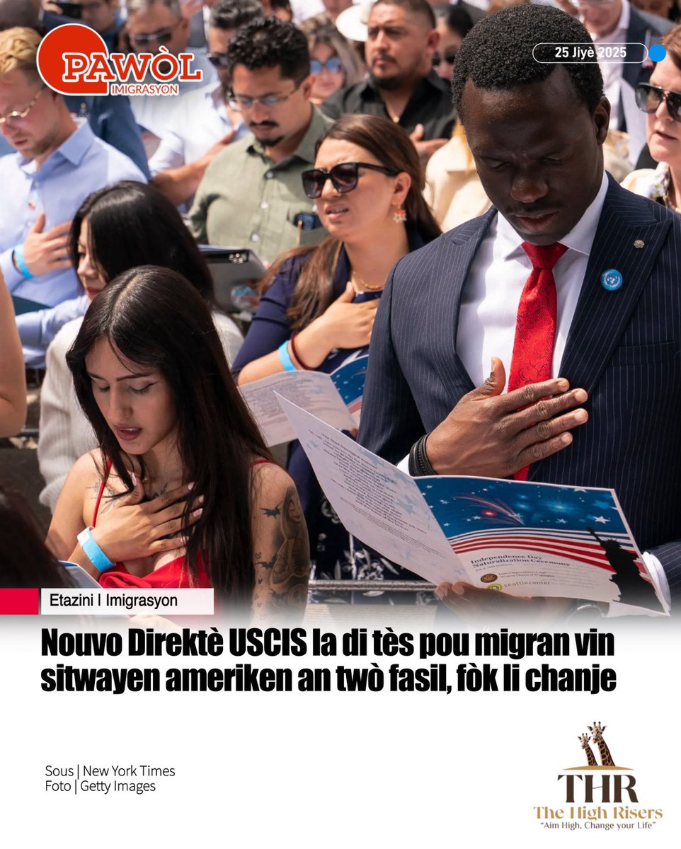 LuckNews88's tweet image. ✍🏾ENFO | Nan yon entèvyou li bay New York Times @nytimes, Joseph Edlow ki apèn monte nan tèt sèvis imigrasyon amerikèn nan, fè konnen tès moun yo ap pase aktyèlman pou vin « citizen » nan, pa twò difisil. « Li fasil pou kenbe repons yo nan tèt ou. Li dwe chanje », se sa nou Chèf…