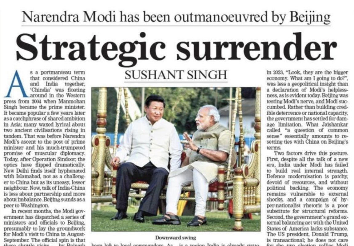 HamidMirPAK's tweet image. Written by an Indian analyst about the surrender of Indian PM @narendramodi