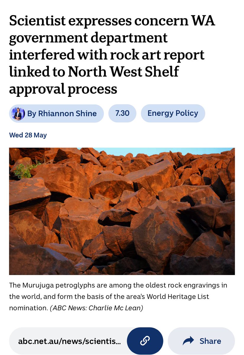 MarkOgge's tweet image. The chief statistician of the Woodside funded report used by the Australian Government to lobby the UN to drop safeguards protecting Murujuga from Woodside’s acid gas emissions says the WA government doctored the report.
abc.net.au/news/2025-05-2…