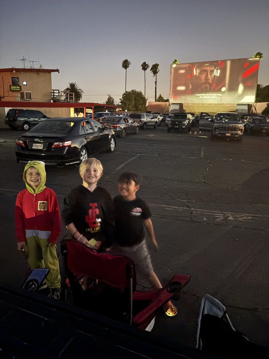 CoachChaddick's tweet image. Fantastic 4 at The Drive In with his best buds. You know it’s been a hot summer when 68 degrees feels frigid outside 😂.