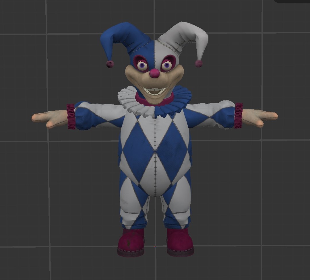 vhs_star's tweet image. I tried making a color variant of the jester based on a 4th fabric for the mascot shown in the game, though never on the mascot itself