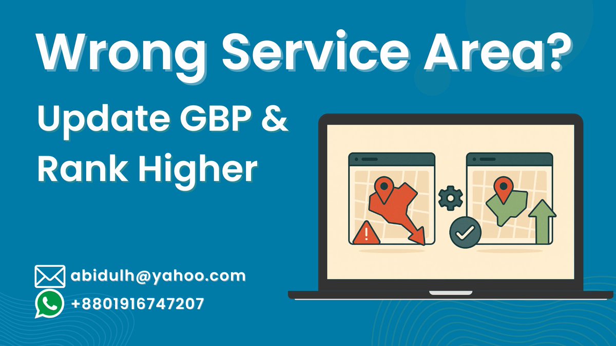Abidulhaque's tweet image. Wrong service area in GBP? 😣 

Google thinks you’re miles away. Edit “Service area” radius + publish geo‑tagged posts to reclaim the map‑pack. Drop your city and I’ll peek at your listing. 

#LocalSEO #GoogleBusinessProfile #MapPack