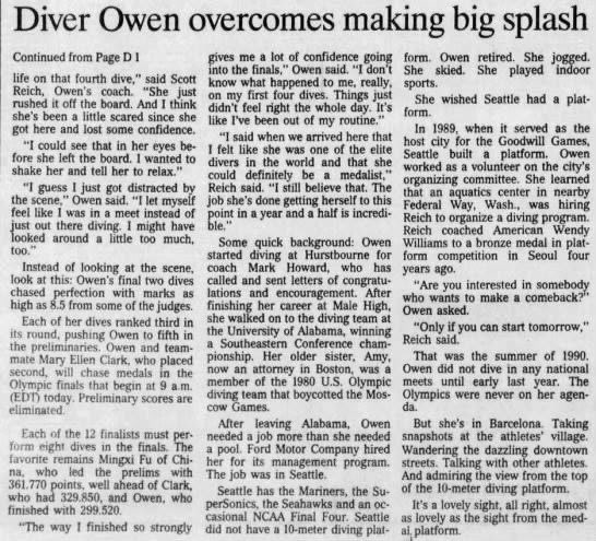 coreyp08's tweet image. This day in @WeAreMaleHigh history
July 26th, 1992: Male High School alum, and 2-time KHSAA 1 meter diving state champion, Ellen Owen, nee McGrath, has her first dives in the 10 meter diving competition of the 1992 Summer Olympics in Barcelona.