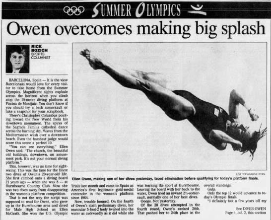 coreyp08's tweet image. This day in @WeAreMaleHigh history
July 26th, 1992: Male High School alum, and 2-time KHSAA 1 meter diving state champion, Ellen Owen, nee McGrath, has her first dives in the 10 meter diving competition of the 1992 Summer Olympics in Barcelona.