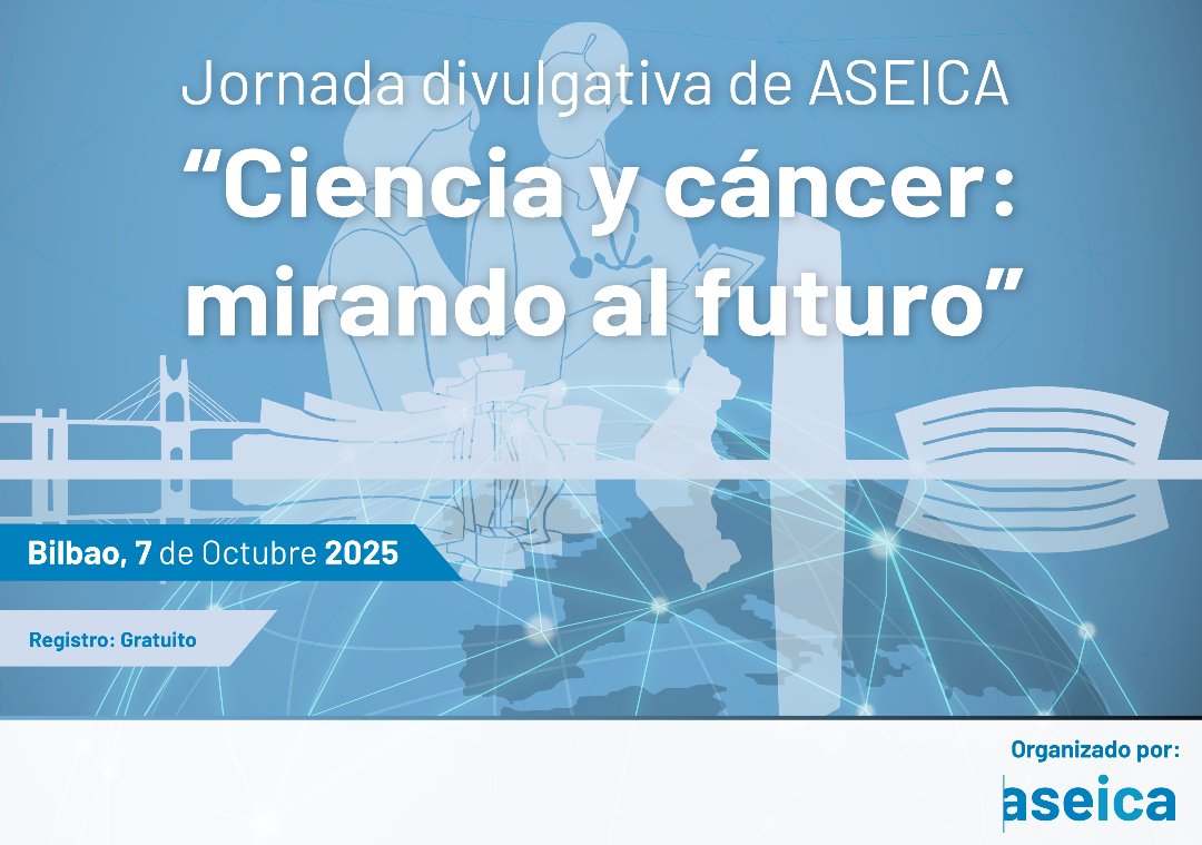 ASEICA (@aseicanews) on Twitter photo 🔴🟢⚫🔵ASEICA Science Week🔴🟢⚫🔵
🔵Jornada "Ciencia y Cáncer: Mirando al futuro"
📅7 NOV
17:15h
🏛️Bilbao
🗣️Rafa López, <a href="/nachoduranm/">Ignacio Duran</a>, <a href="/MMittelbrunn/">Mittelbrunn Lab</a>, <a href="/ElenaGalveCalvo/">Elena Galve</a>, <a href="/sorayacasla/">Soraya Casla</a>, <a href="/AnaRuizSaenz/">Ana Ruiz-Saenz PhD</a>, <a href="/ArkaitzLab/">ArkaitzCarracedoLAB</a>, <a href="/msmelanoma/">Marisol Soengas</a> y➕
✅Acceso libre (registro)
aseica.es/jornada-de-div… 🔴🟢⚫🔵ASEICA Science Week🔴🟢⚫🔵
🔵Jornada "Ciencia y Cáncer: Mirando al futuro"
📅7 NOV
17:15h
🏛️Bilbao
🗣️Rafa López, <a href="/nachoduranm/">Ignacio Duran</a>, <a href="/MMittelbrunn/">Mittelbrunn Lab</a>, <a href="/ElenaGalveCalvo/">Elena Galve</a>, <a href="/sorayacasla/">Soraya Casla</a>, <a href="/AnaRuizSaenz/">Ana Ruiz-Saenz PhD</a>, <a href="/ArkaitzLab/">ArkaitzCarracedoLAB</a>, <a href="/msmelanoma/">Marisol Soengas</a> y➕
✅Acceso libre (registro)
aseica.es/jornada-de-div…