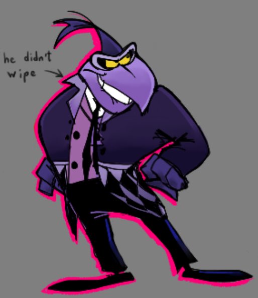FakeHomsar's tweet image. I’m a big purple bird named Crawford Grimwing and I don’t wipe.
