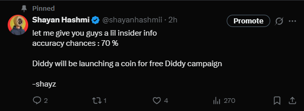 shayanhashmii's tweet image. oh so now there is $diddy meta going on i wonder whos backing all this