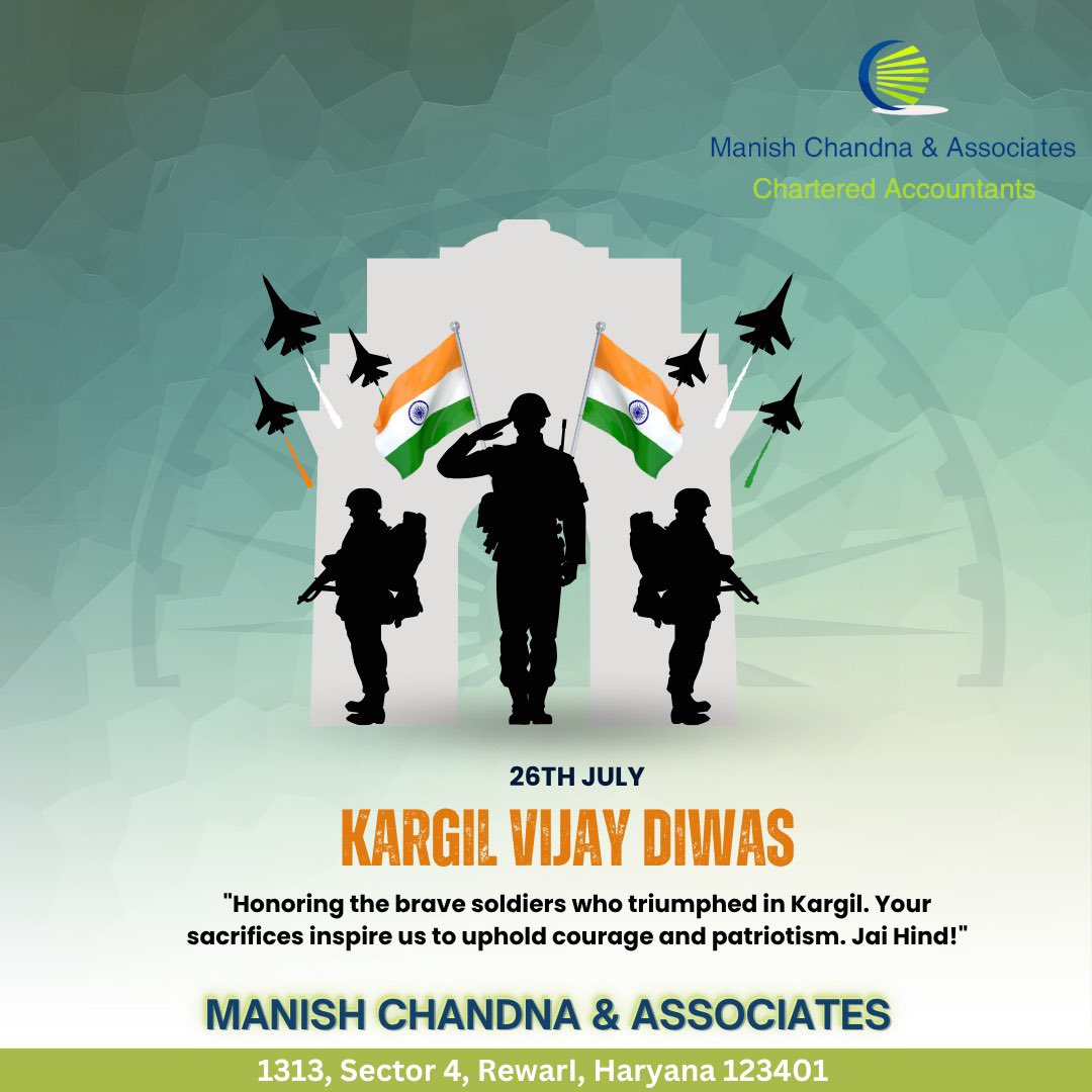 mcaadvisor108's tweet image. 🇮🇳 On this Kargil Vijay Diwas, we salute the heroes who defended our nation with unmatched courage.
Just like them, we remain committed to integrity, precision, and service
Jai Hind! 

#KargilVijayDiwas #ProudToServe #MCA