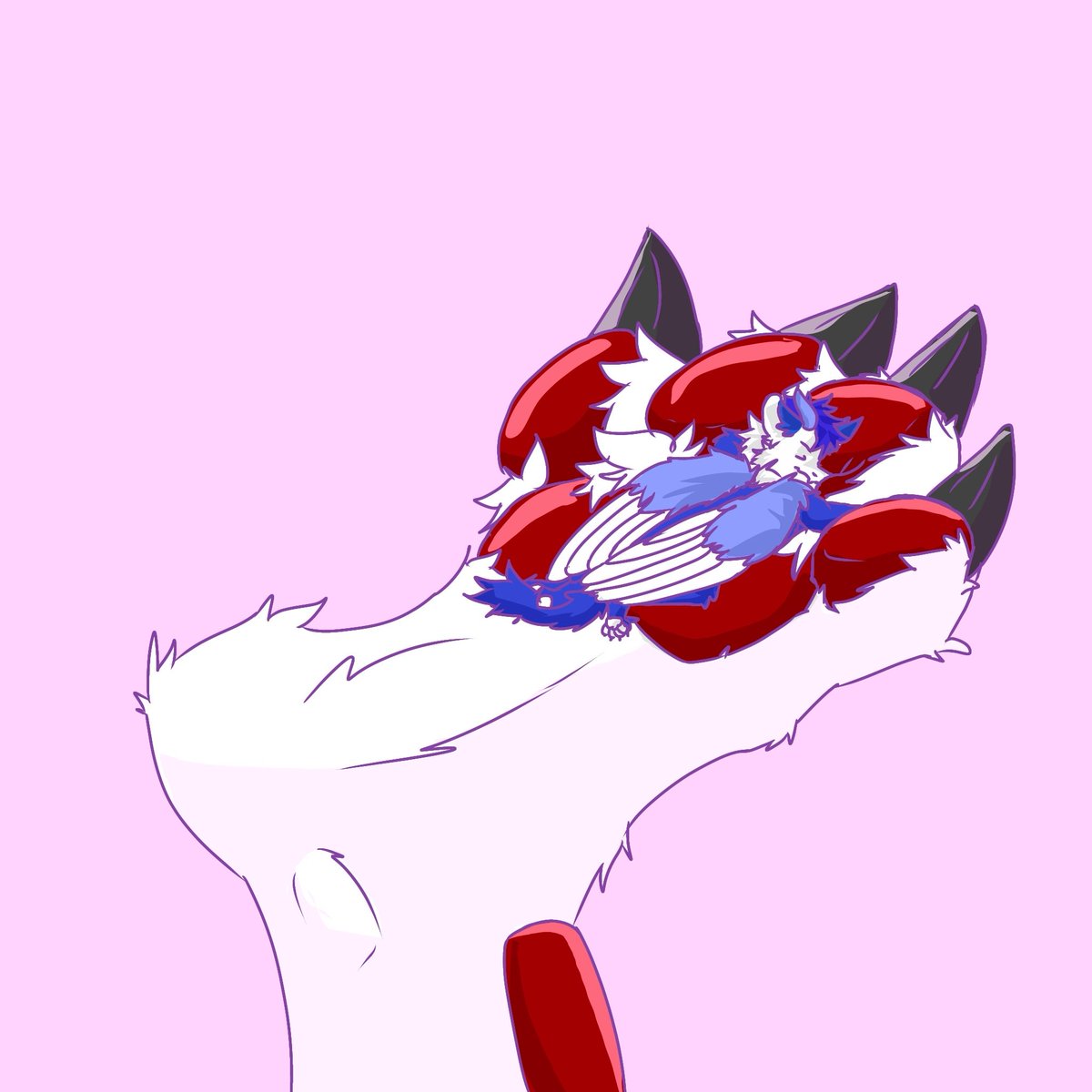 ashenfluff's tweet image. Forgot to post this but here is a cutie @KaiTheDerg616
Sleepin on mah paw