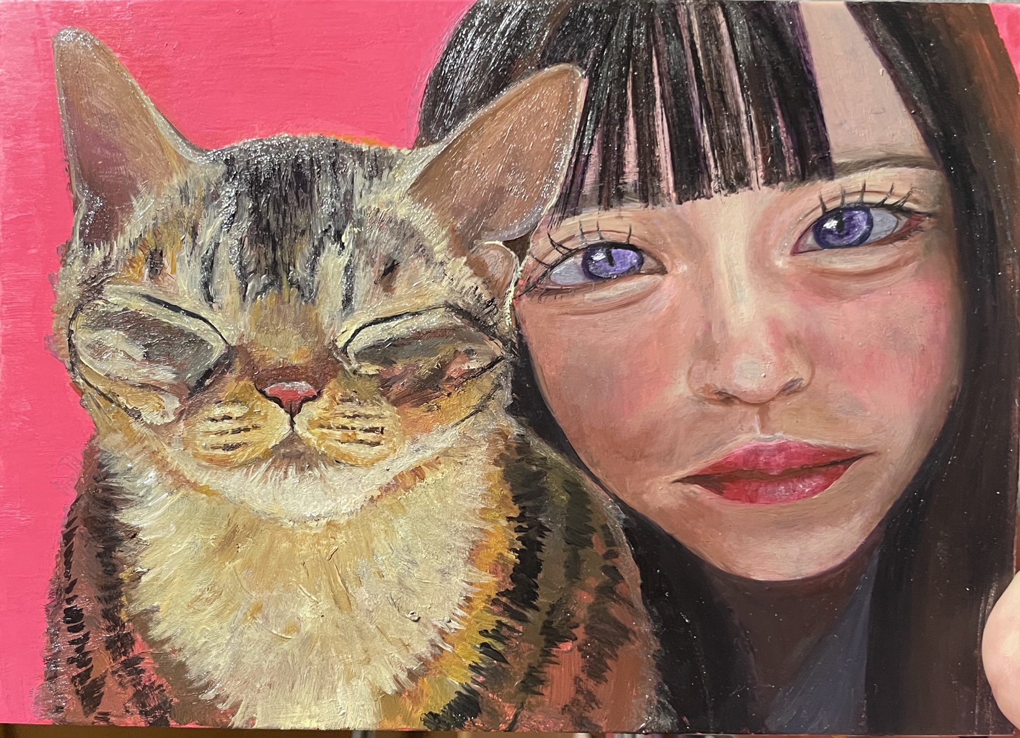 ❤猫好き(❁ᴗ͈ˬᴗ͈)　絵画　270×220 ただの猫好き@海理 on X: 