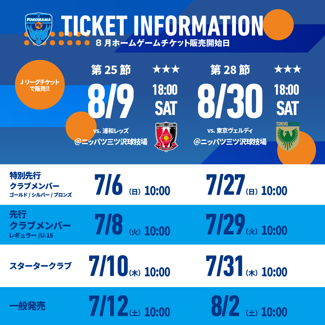 yokohama_fc's tweet image. /
8/30(土)#東京ヴェルディ 戦
この後10時よりチケット特別先行販売開始‼️
\
📆8/30(土)18:00
🏆明治安田J1リーグ 第28節
🆚東京ヴェルディ
🎫jleague-ticket.jp/club/yk/
#yokohamafc
#横浜FC
#横浜FC東京V