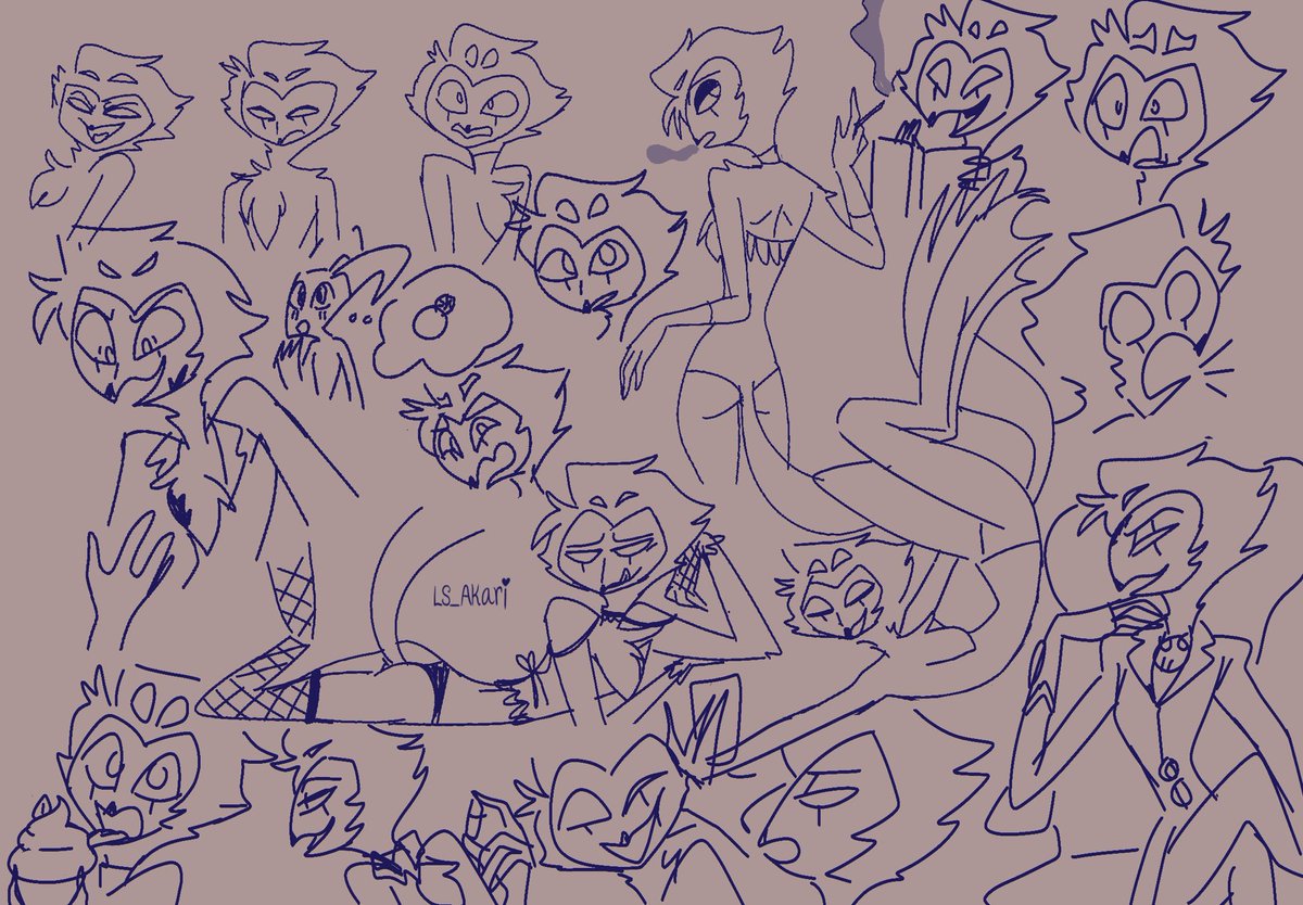 Akari_LS22's tweet image. Blitz and Stolas doodles to get back into the swing of things πππβΊοΈthanks to my friends for cheering me on during this itβs fun drawing them again