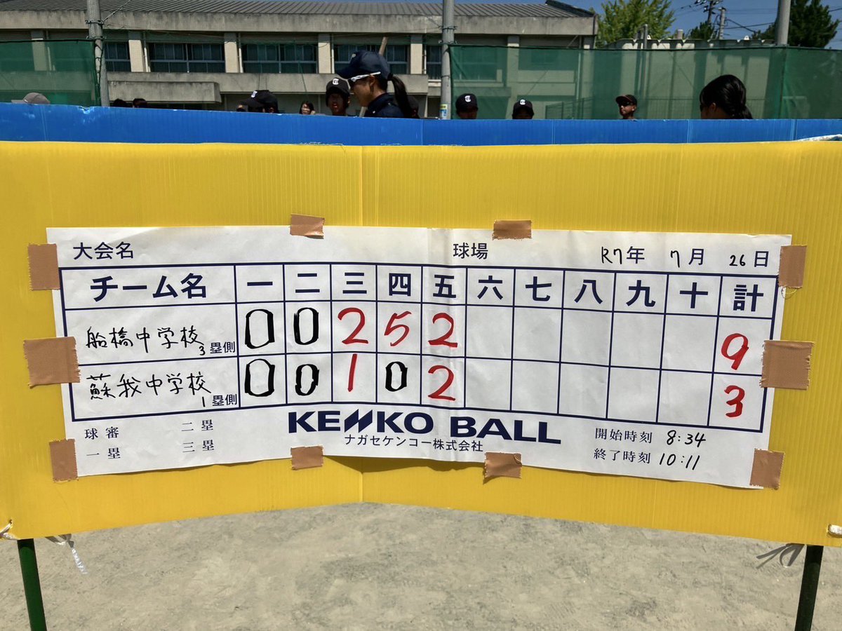 chiba_soft's tweet photo. 本日より総合体育大会ソフトボールの部が始まりました。

磯辺会場の結果です。

第一試合
船橋市立船橋中学校9-3千葉市立蘇我中学校
佐倉市立臼井中学校7-6習志野市立第七中学校

#暑さに負けない
#ソフトボールの夏
#中学生
#千葉県
#青春 https://t.co/zMW2XXMtye