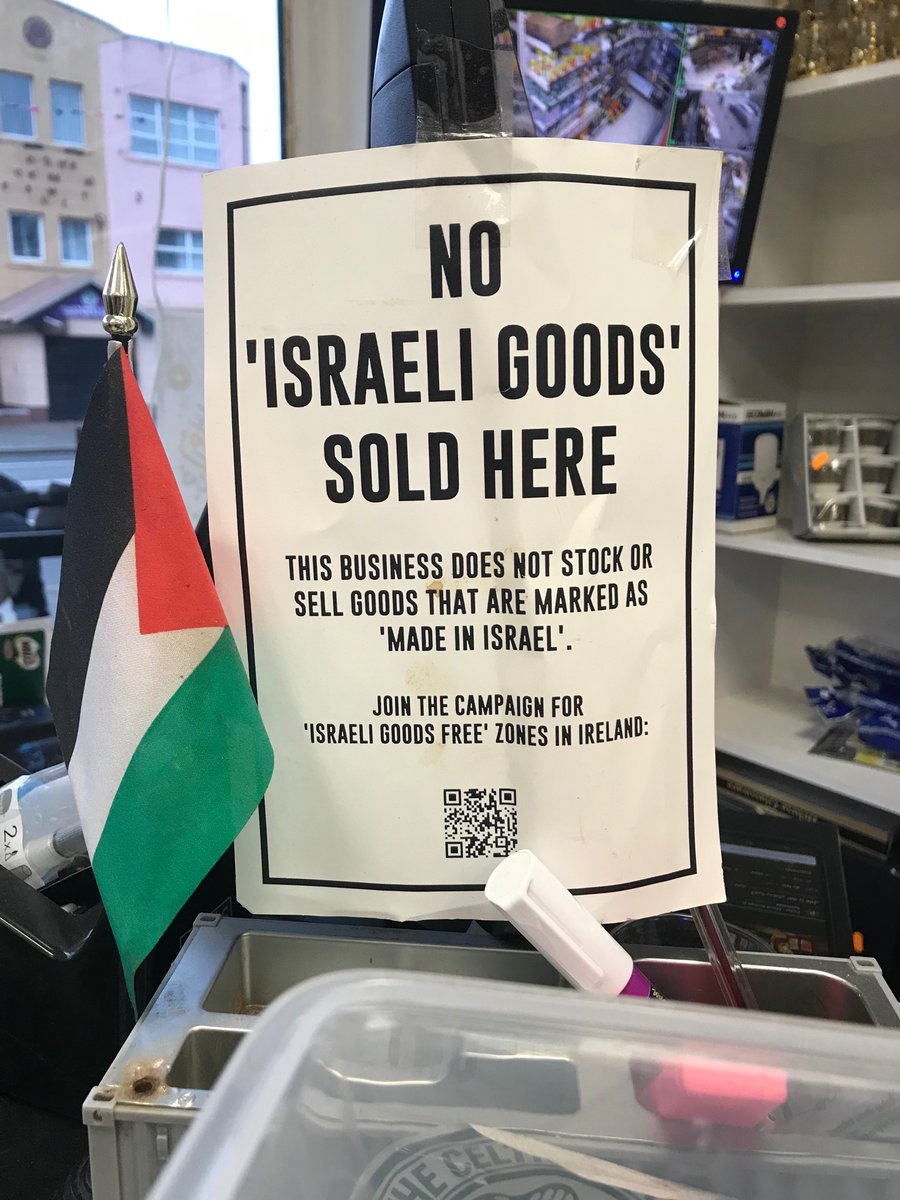In Ireland many shops have these signs, this is my local shop in Belfast 🇮🇪

Free Palestine 🇵🇸