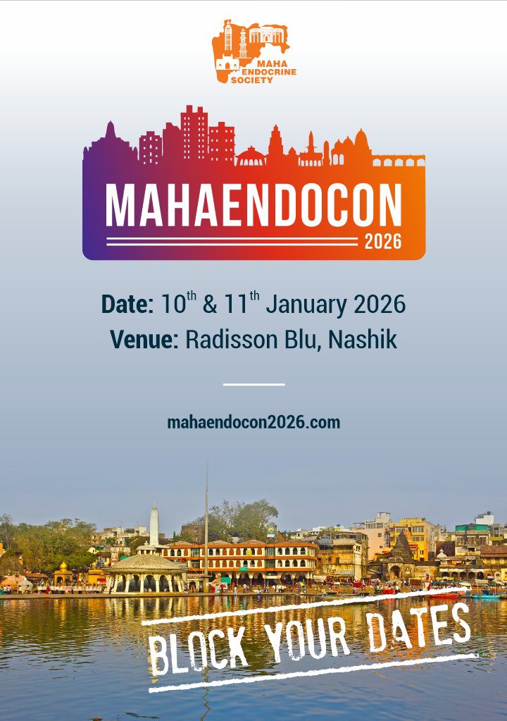 📢 Maharashtra’s Biggest Endocrine Gathering is back!
🧠 MAHAENDOCON 2026
📍 Radisson Blu, Nashik
🗓️ 10th &amp; 11th January 2026
🌐 mahaendocon2026.com
Block your dates, fuel your fate — Endocrine excellence awaits!