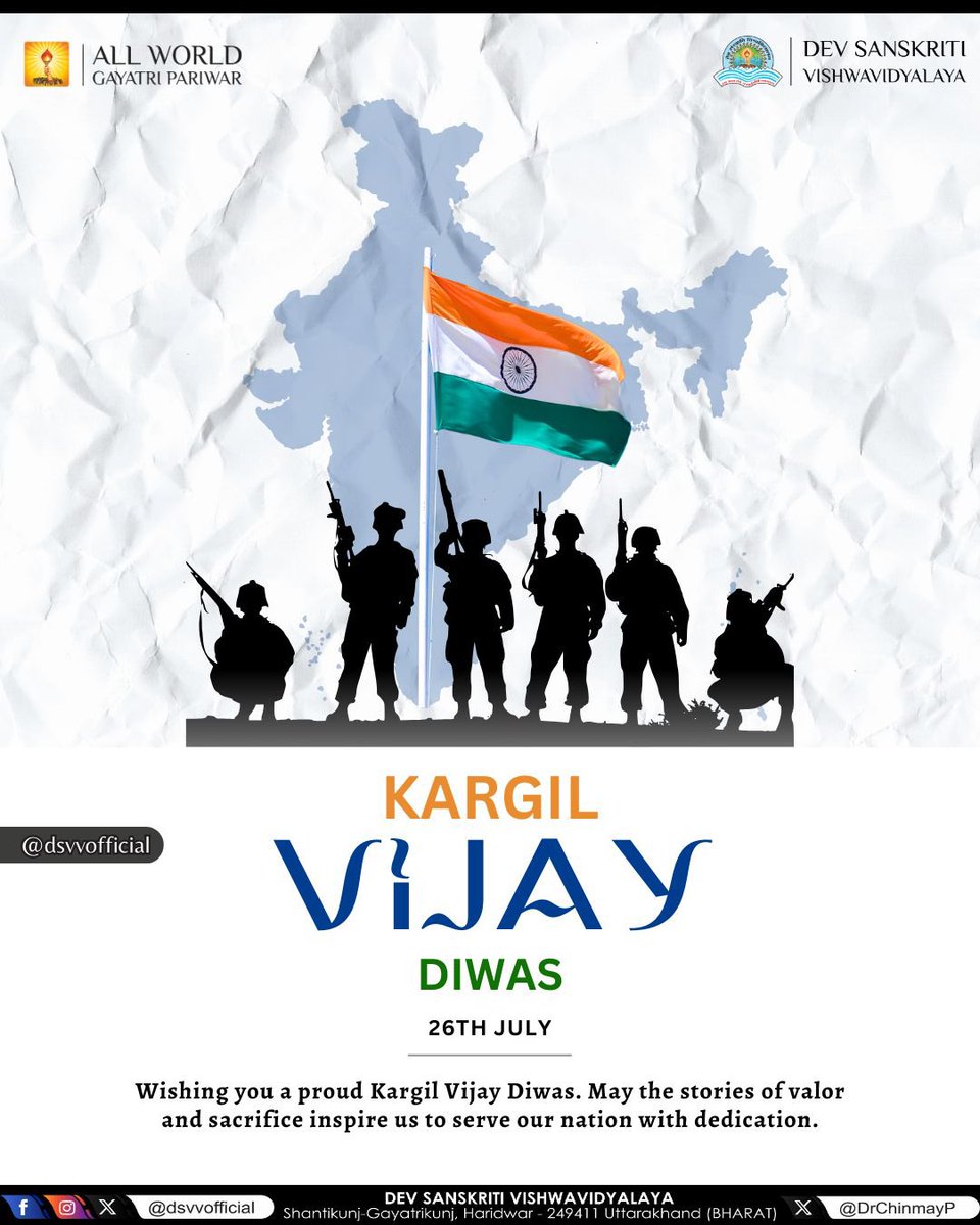 The peaks of Kargil stand as silent witnesses to courage beyond comprehension.
Kargil is not just a memory of victory, but a testament to valor, sacrifice, and unwavering duty.

On this day, we bow in reverence to the bravehearts who immortalized patriotism on the peaks of