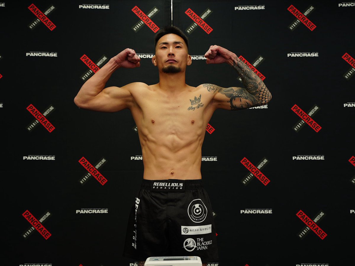 _PANCRASE_'s tweet image. ❌PANCRASE355❌
📣計量結果⚖️
第3試合 フライ級5分3R
🟥大野友哉 56.8kg
🟦増田大河 57.05kg
#pancrase355
🗓️7月27日(日)
🏟️立川ステージガーデン
▶️U-NEXTでLIVE中継