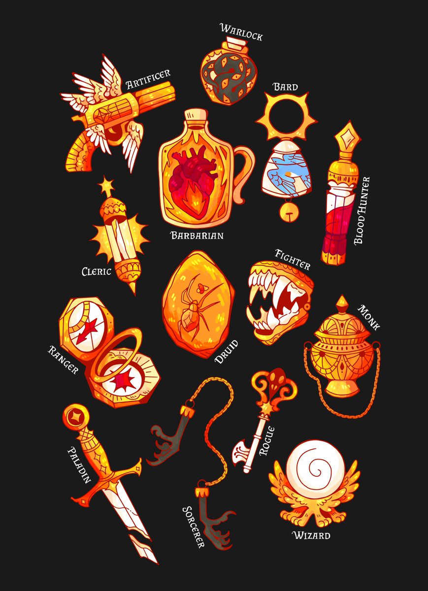 Oddities pins inspired by Dungeons and Dragons classes