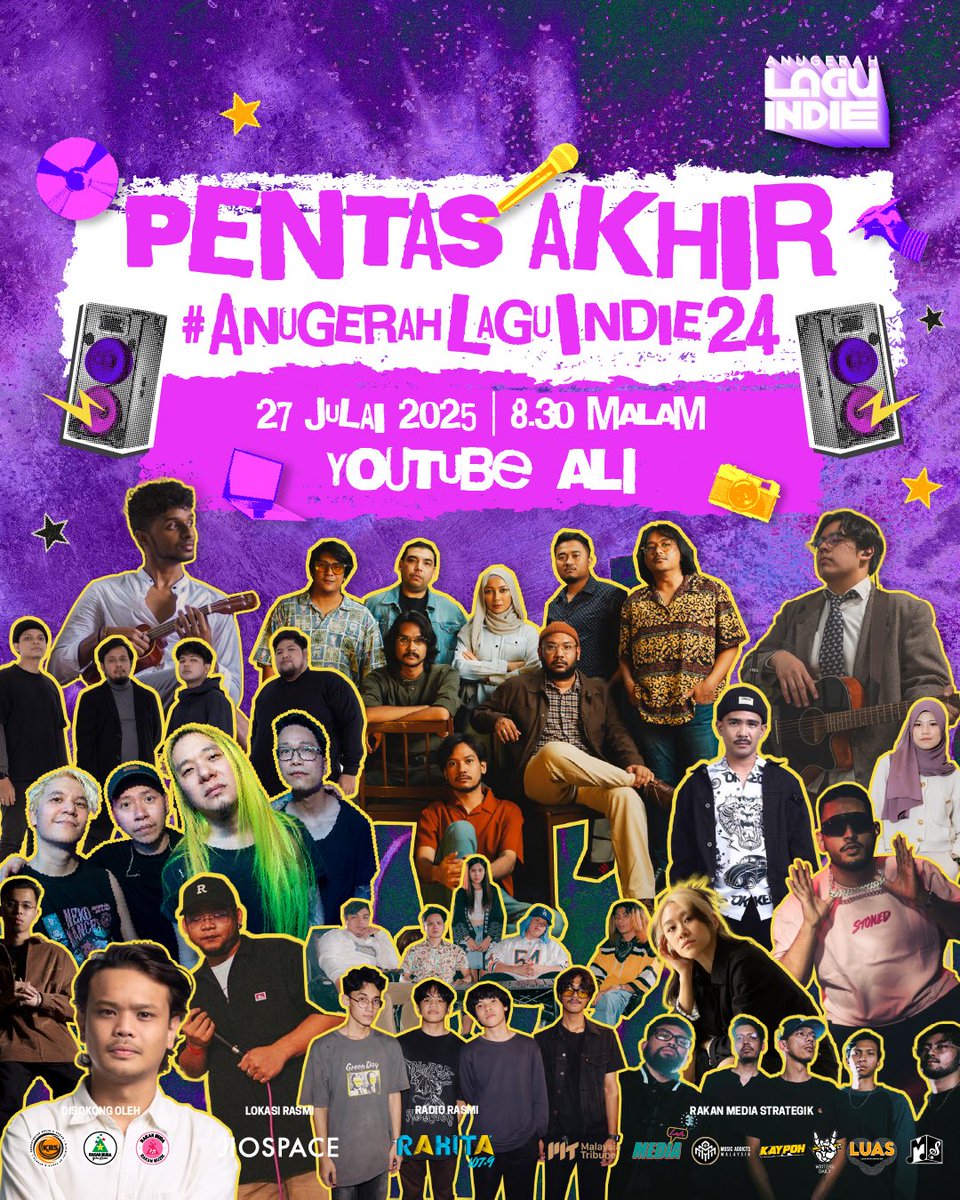🔥 INILAH BARISAN FINALIS #ALI2024! 🔥

Siapakah yang akan pulang dengan kemenangan di Pentas Akhir?
15 lagu terbaik. 1 pemenang utama. Sejarah bakal tercipta.

📺 YouTube ALI
🗓️ 27 Julai | ⏰ 8:30PM

#AnugerahLaguIndie24