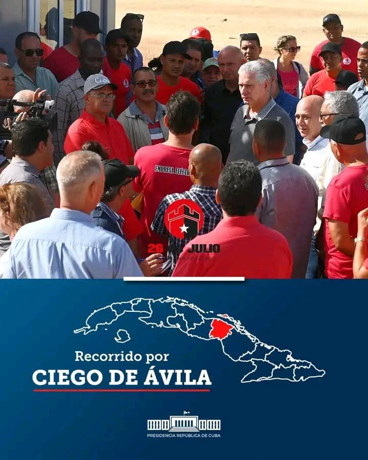 ReinerioDa11582's tweet photo. 🇨🇺| El presidente Miguel Díaz-Canel Bermúdez está en Ciego de Ávila, provincia sede este año de las actividades por el 26 de Julio.
Junto al primer ministro Manuel Marrero Cruz y el secretario de organización del Comité Central, Roberto Morales 
#LaLuchaNoHaCesado
#CiegoEn26 https://t.co/yrEoEYxQWT