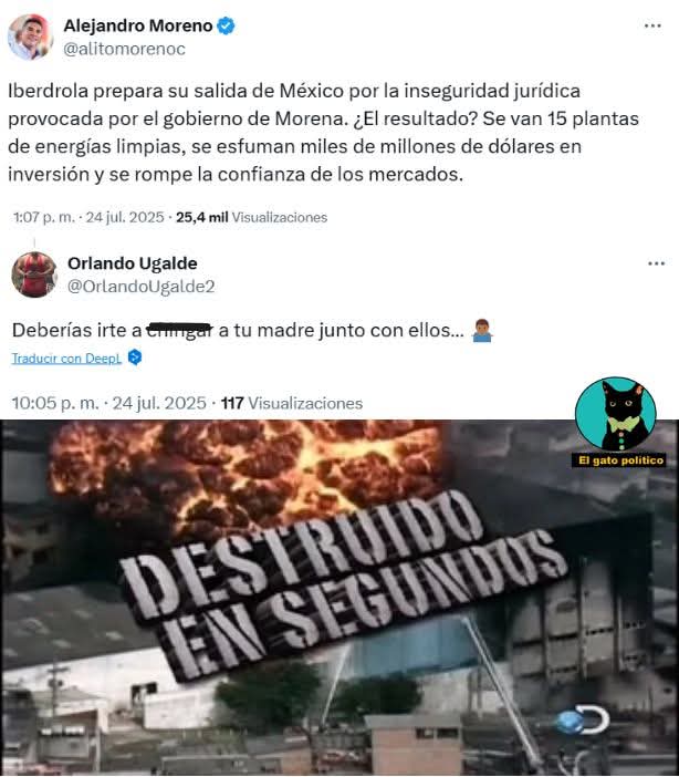 LETIZIA (@letiziaderojo) on Twitter photo Dice ALITO EL PUTITO
que <a href="/iberdrola/">Iberdrola</a> se va por qué hay inseguridad, inseguridad para robarnos y verle la cara al <a href="/GobiernoMX/">Gobierno de México</a> y a los mexicanos... Mejor recula , no pego su timo
FUERA CORRUPTOS
<a href="/alitomorenoc/">Alejandro Moreno</a>
<a href="/PRI_Nacional/">PRI</a> Dice ALITO EL PUTITO
que <a href="/iberdrola/">Iberdrola</a> se va por qué hay inseguridad, inseguridad para robarnos y verle la cara al <a href="/GobiernoMX/">Gobierno de México</a> y a los mexicanos... Mejor recula , no pego su timo
FUERA CORRUPTOS
<a href="/alitomorenoc/">Alejandro Moreno</a>
<a href="/PRI_Nacional/">PRI</a>