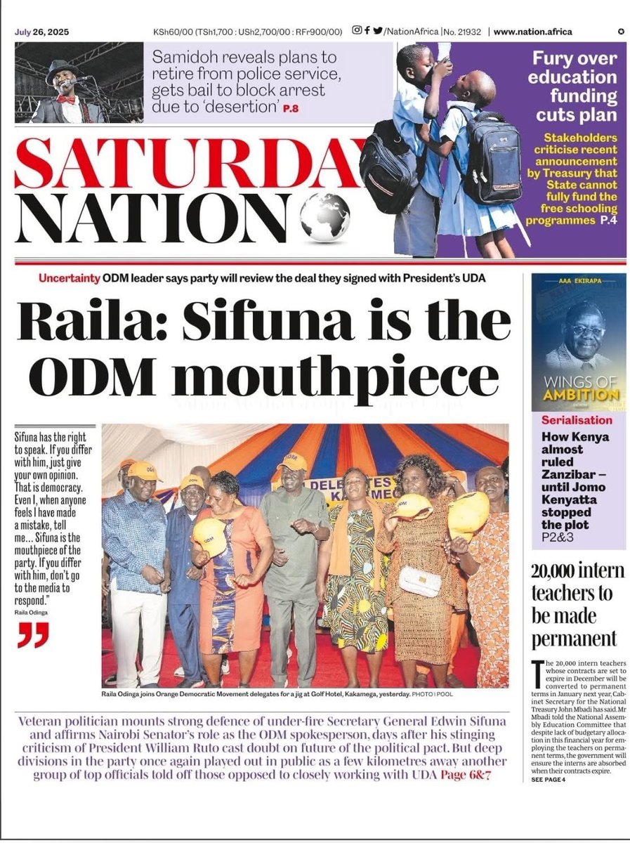wnyakera's tweet image. Now that Baba has officially declared Sifuna as the ODM mouthpiece, Kenyans expect the party to walk its talk as under:
1. Sifuna has called this government illegitimate. ODM must walk out!
2. Sifuna says Ruto will be a WANTAM president. ODM must therefore start preparing to…