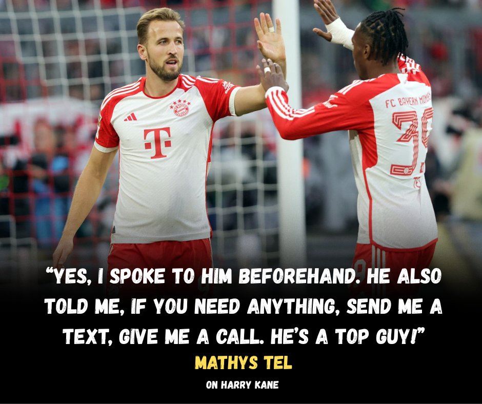 TheLaneAndBack's tweet image. Mathys Tel on Harry Kane:
“Yes, I spoke to him beforehand. He also told me, if you need anything, send me a text, give me a call. He’s a top guy!” 🤝🤍

#THFC #Spurs #MathysTel #HarryKane #COYS #PremierLeague #TottenhamHotspur #FootballNews #EPL