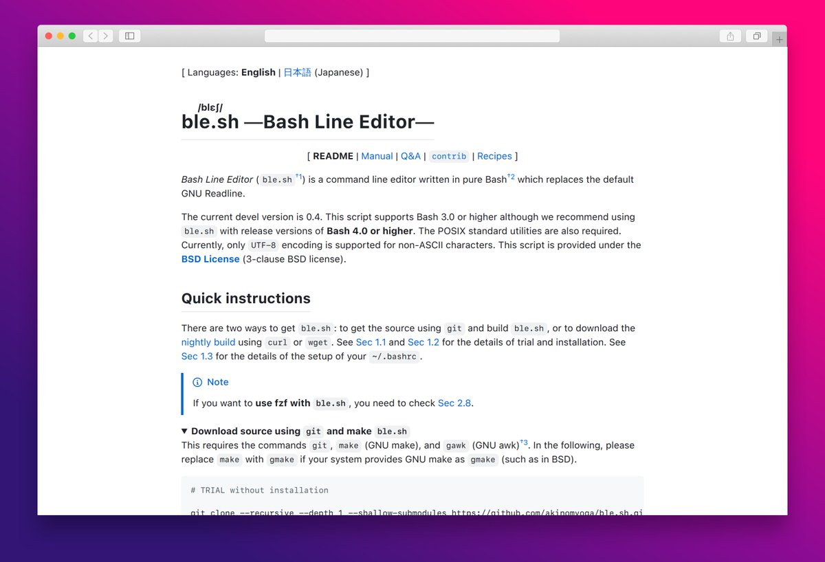 essamamdani's tweet image. ble.sh (/blɛʃ/) ―Bash Line Editor―  
#bash #lineeditor #syntaxhighlighting
