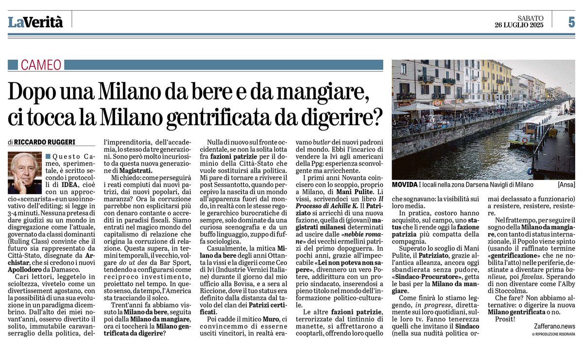 Dopo una Milano da bere e da mangiare,
ci tocca la Milano gentrificata da digerire?