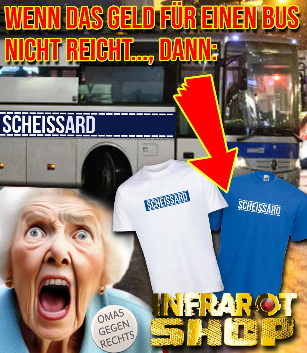 Infrarot_Medien's tweet image. Hier wird GEZahlt!
Leider bekommen wir das nicht für €18,36 hin, aber dafür sind wir besser:
Mit diesen Shirts macht ihr keinen Krach, den machen andere, wenn ihr es tragt, und so muss das auch. Und ganz sicher kein Scheiss ist der Träger dieses Shirts.
Das trendige Shirt…