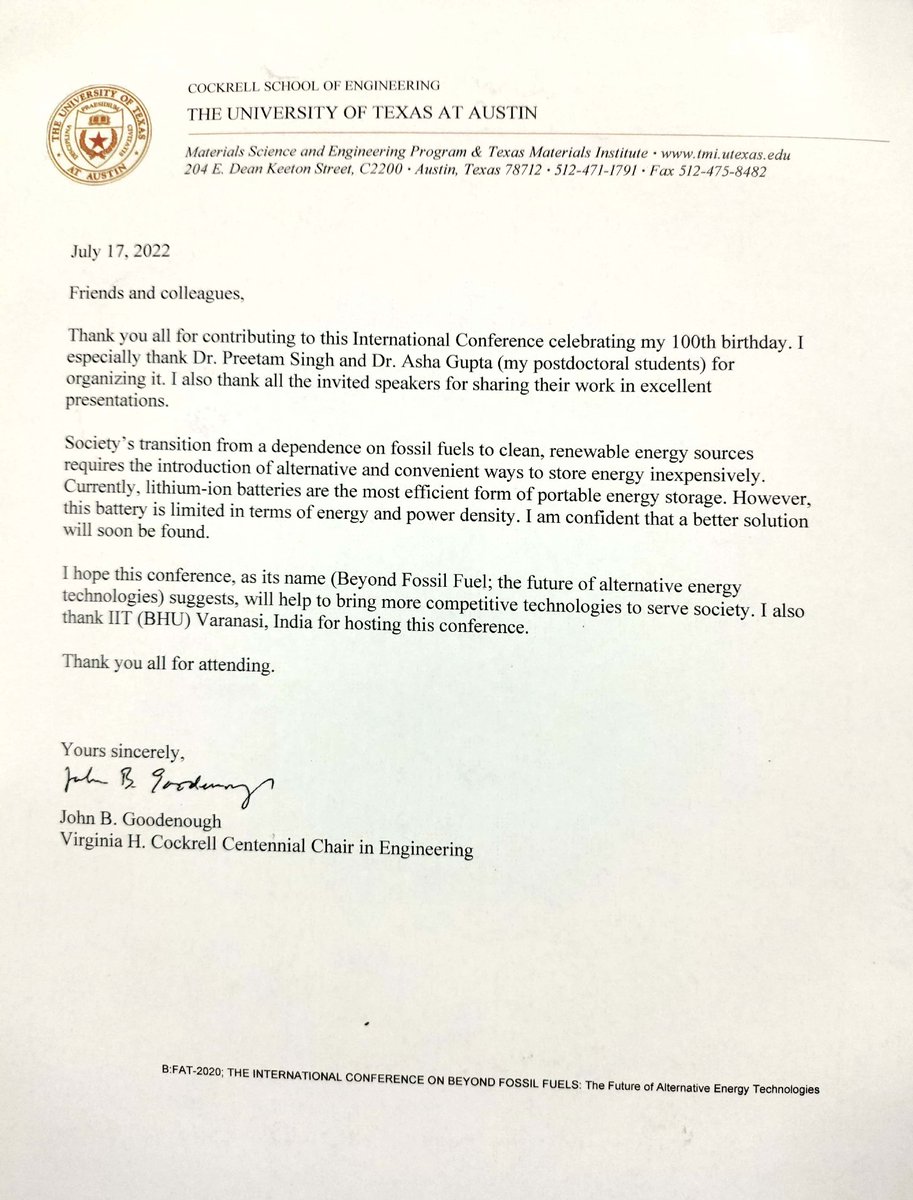Cell_Grid's tweet image. We tribute our legendary mentor Prof. John B. Goodenough (Nobel Laureate, Li-ion pioneer) through our Zn aqueous battery (2 kW/kg) — 10× lead-acid, 3× Li-ion. His legacy fuels our mission to build safe, sustainable, next-gen energy storage for a cleaner grid.
 #BatteryInnovation