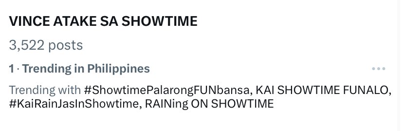 thevincies07's tweet image. A proof that we can all be one. Thank you so much Vincies and to other PBB Collab housemate fandoms who joined and supported us on the trending party for @VinceMaristela . Mahal namin kayong lahat. Sobrang appreciated!
@itsShowtimeNa @Sparkle_GMA
VINCE ATAKE SA SHOWTIME