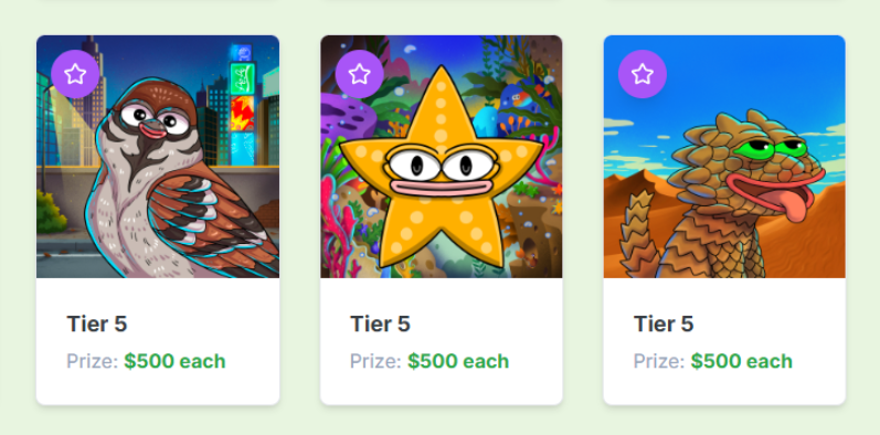 10kai_nft's tweet image. π 3 of the 80 Tier-5 Prizes at $500
total supply: 2414
mint: $32
πarkpepe.fun/lucky-nft-prizβ¦
minting on July 27 @arkpepeNFT