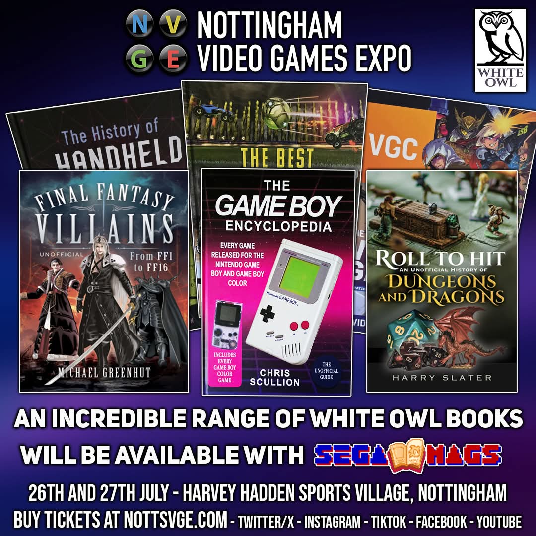 SegaMags's tweet image. Today is the day! Nottingham Video Games Expo is officially here.
We would like to thank our friends over at White Owl Books for helping us sponsor the event. We've got a huge selection of their books going, including the hottest new titles at incredible introductory offers!