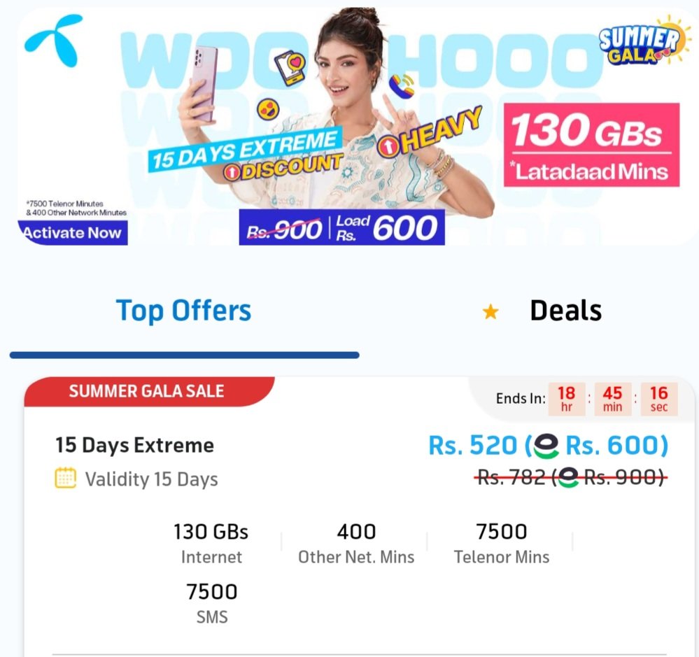 T33Tar's tweet image. Thanks @telenorpakistan 
Make it permanent atleast till July 2026