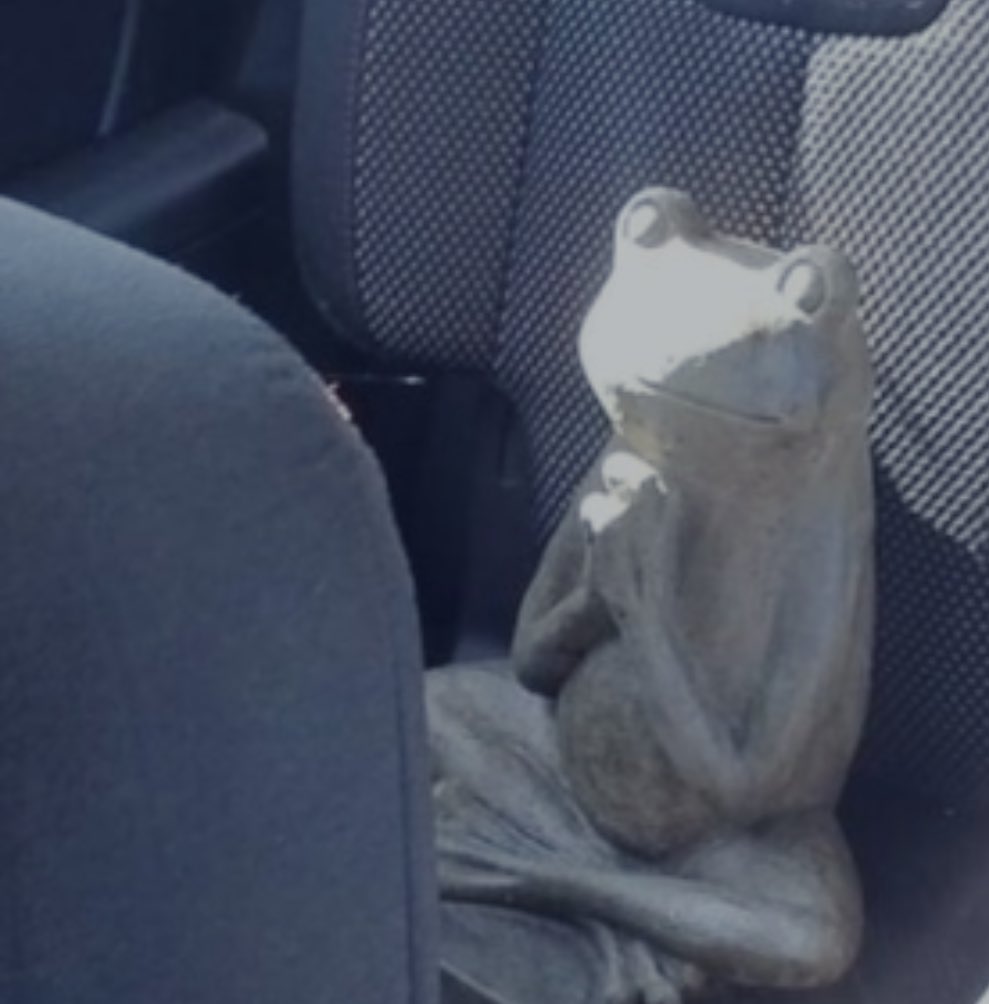 KickRocks2025's tweet image. My sister left a birthday gift in my car. I went out to lock my doors and found a praying frog. 😂 Maybe it’s doing yoga.
“I’m not into yoga…. I’m into champagne.” Not!!! I don’t like either.
It’s saying…. “Oh goody!!! I’ll eat everything that bugs me!!!!”