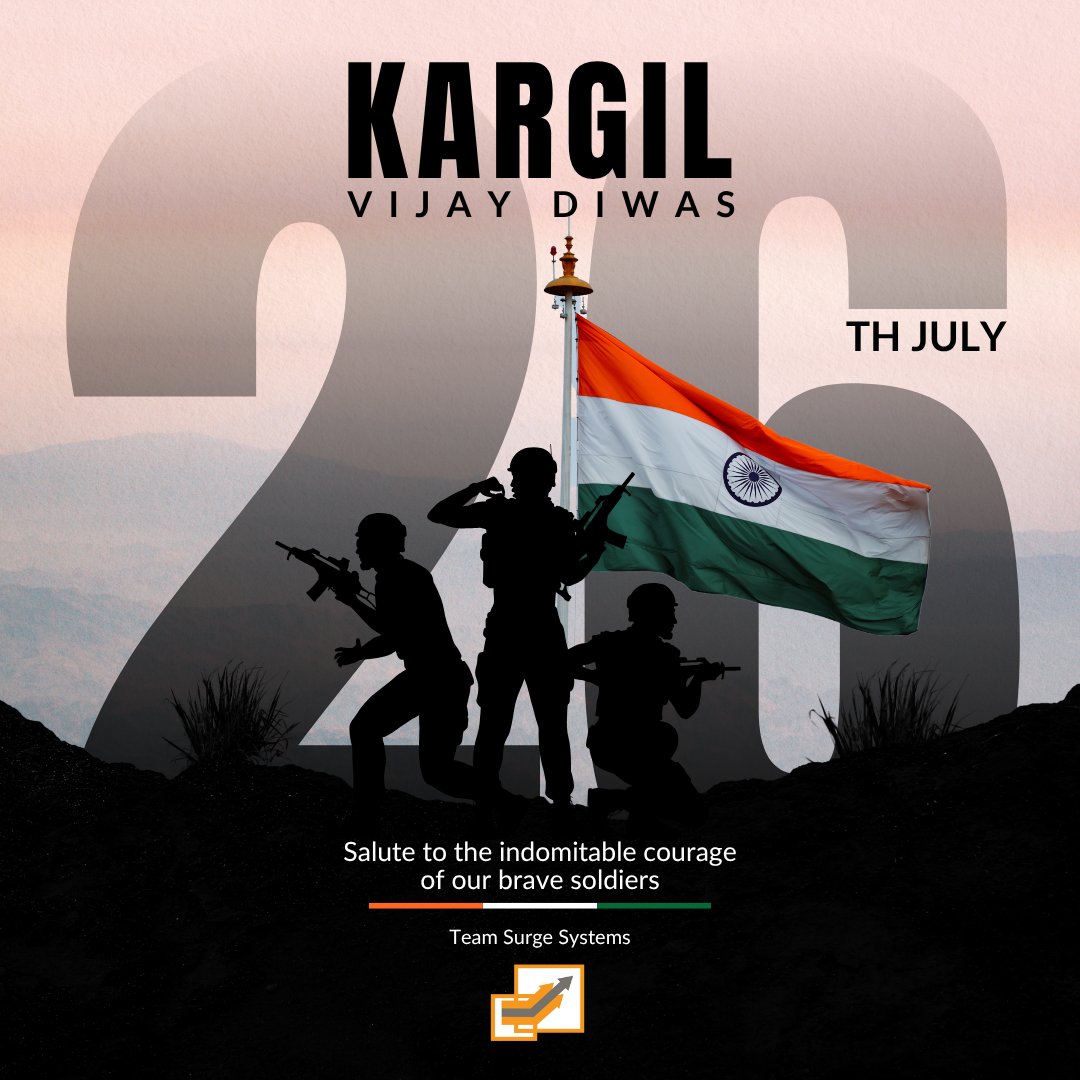 A day to remember the courage, sacrifice, and victory of our heroes. Jai Hind! 

#KargilVijayDiwas #surgesystems #courage #victory #kargilvijaydiwas2025
