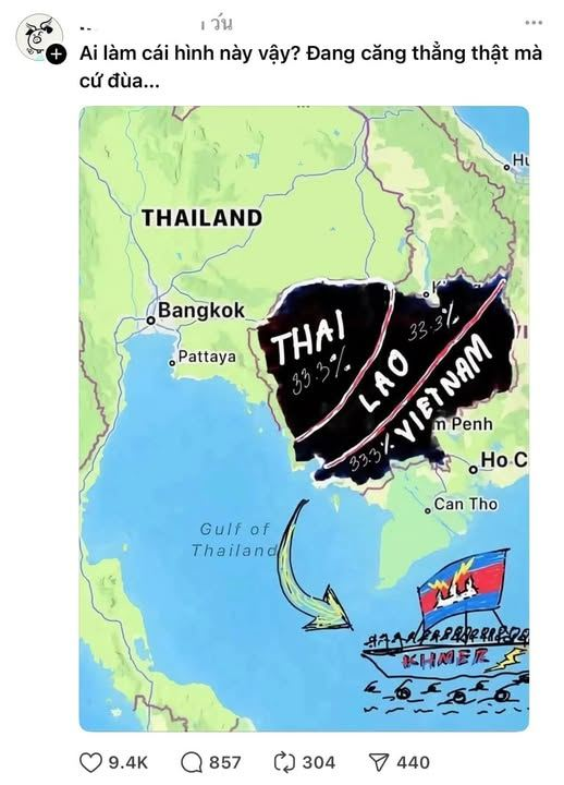 RadioKaKaKa's tweet image. #vietnamese  แห่เชียร์ไทย ให้ถล่ม #Cambodia #ผู้เนรคุณ ต่อ #Vietnam ให้จมดิน และ มีไอเดีย ให้แบ่ง เขมรออกสามส่วนเท่าๆกัน ทางเหนือไทยเอาไป ตรงกลางให้ สปป.ลาว เขาจะได้มีทางออกทะเล ส่วนทางใต้เวียดนามรับไว้เอง จะได้กำจัด #เพื่อนบ้านผู้น่ารำคาญ  😂

#cambodiaopnedfire  #ตราด