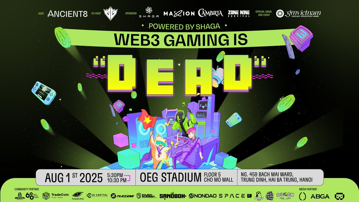 HoangTrungDS's tweet image. 🎮Web3 Gaming is DEAD?
Event hot nhất GM VN dành cho anh em game thủ
GM anh em Ancient8,
🧩Chúng ta chuẩn bị đón 1 event siêu xịn xò từ sự kết hợp của những cái tên khủng của làng game như Ancient8, Gaming Gridx ngay bên thềm của GM Việt Nam.
Tại event anh em…