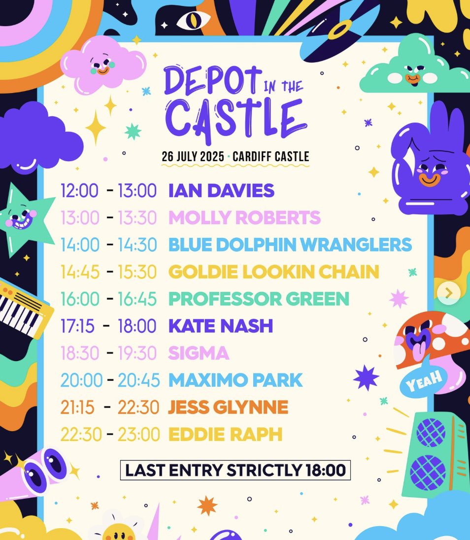 allgigs's tweet image. Cardiff! Our #GigOfTheDay is DEPOT in the Castle, Jess Glynne @jessglynne @maximopark @sigmahq @katenash Professor Green and Goldie Lookin' Chain at Cardiff Castle allgigs.co.uk/view/artist/88…