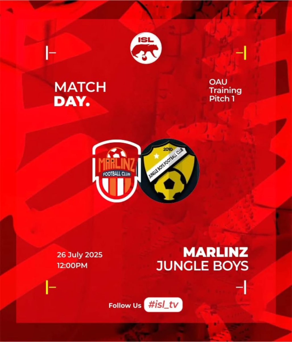 Marlinz_FA's tweet photo. ⚔️

ISL Matchday 1🔥
🆚 Jungle Boys FC 
📆July 26th, 2025
⏲️ 12:00PM https://t.co/MpnXFDAgir